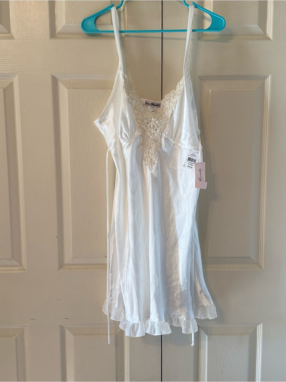 Linea Donatella White Lace-Trim Satin Slip